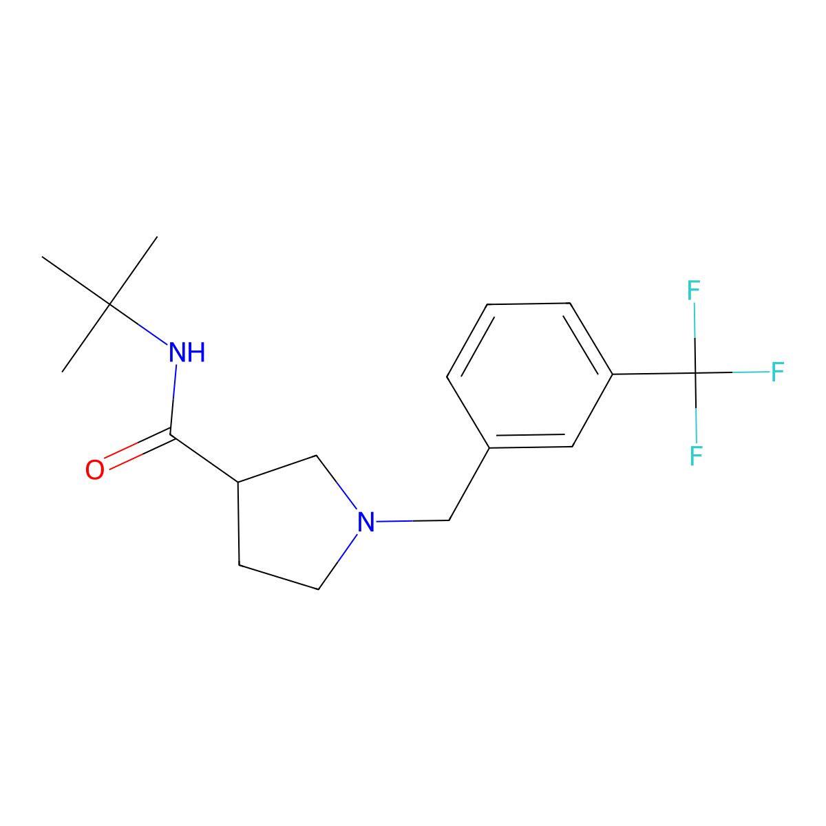 N-tert-butyl-1-{[3-(trifluoromethyl)phenyl]methyl}pyrrolidine-3-carboxamide molecular structure, CAS 2640822-51-9