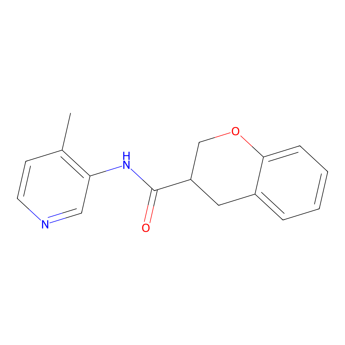 N-(4-methylpyridin-3-yl)-3,4-dihydro-2H-1-benzopyran-3-carboxamide molecular structure, CAS 2640822-57-5