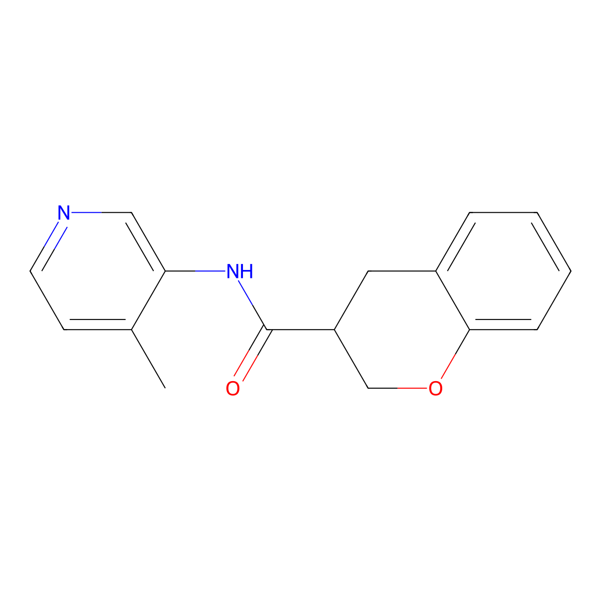 N-(4-methylpyridin-3-yl)-3,4-dihydro-2H-1-benzopyran-3-carboxamide molecular structure, CAS 2640822-57-5