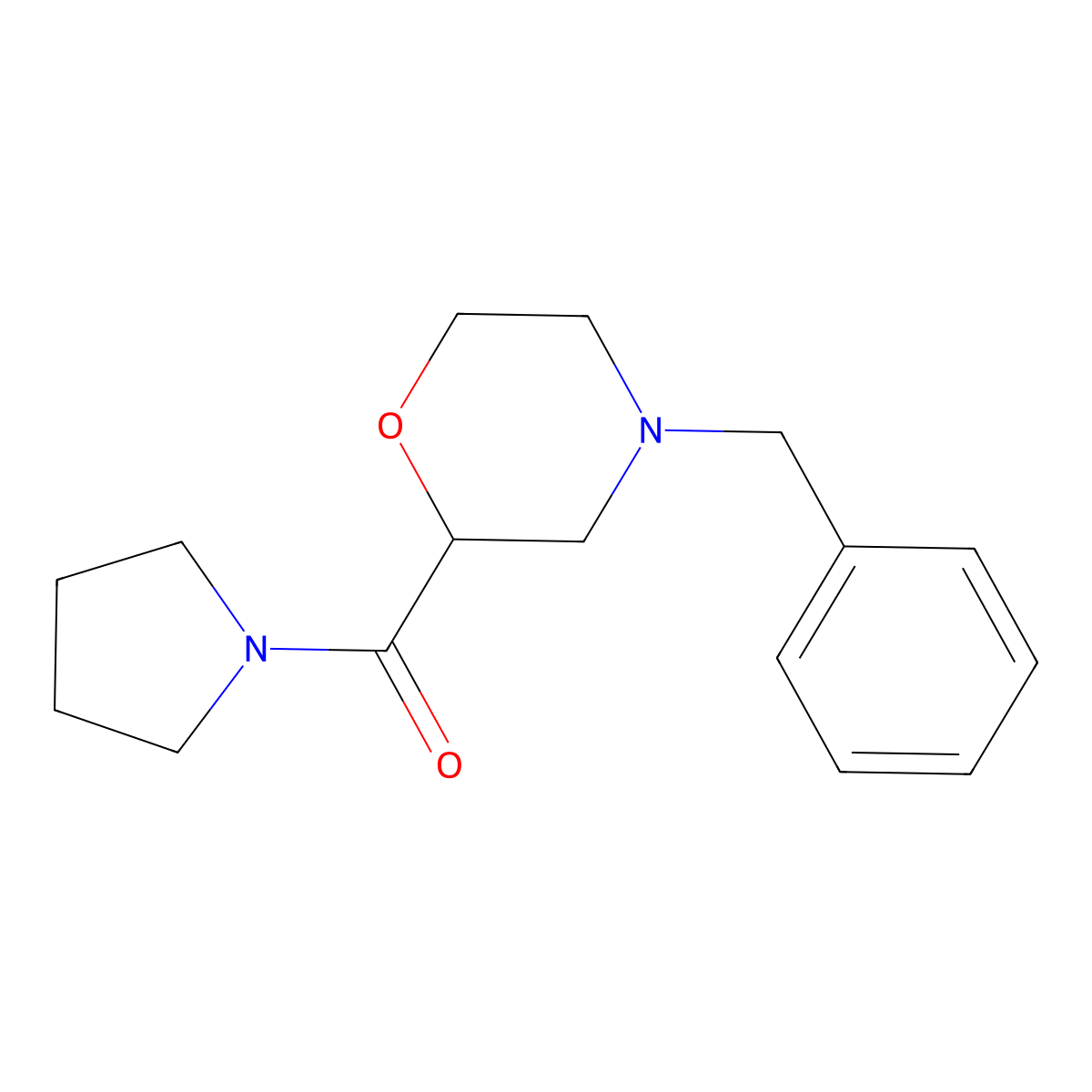 4-Benzyl-2-(pyrrolidine-1-carbonyl)morpholine molecular structure, CAS 2640822-65-5