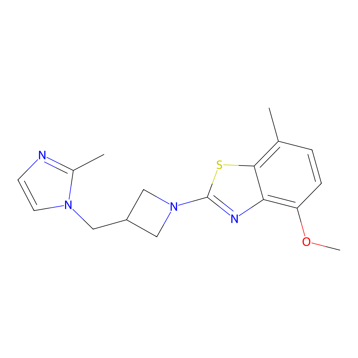 4-methoxy-7-methyl-2-{3-[(2-methyl-1H-imidazol-1-yl)methyl]azetidin-1-yl}-1,3-benzothiazole molecular structure, CAS 2640822-74-6