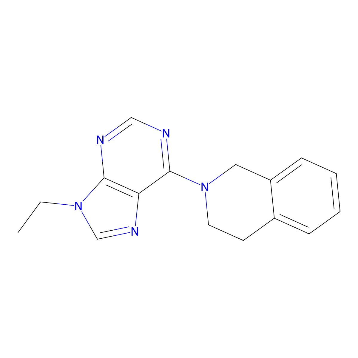 2-(9-ethyl-9H-purin-6-yl)-1,2,3,4-tetrahydroisoquinoline molecular structure, CAS 2640822-75-7