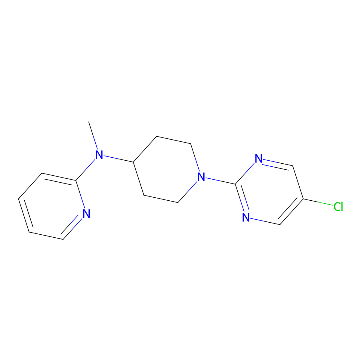N-[1-(5-chloropyrimidin-2-yl)piperidin-4-yl]-N-methylpyridin-2-amine molecular structure, CAS 2640822-76-8
