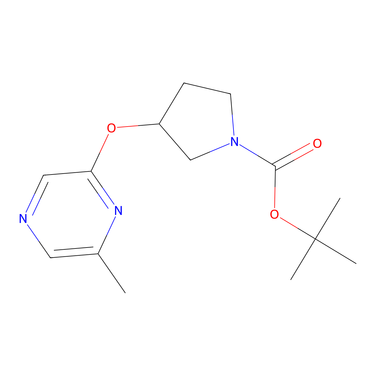 Tert-butyl 3-[(6-methylpyrazin-2-yl)oxy]pyrrolidine-1-carboxylate molecular structure, CAS 2640822-84-8