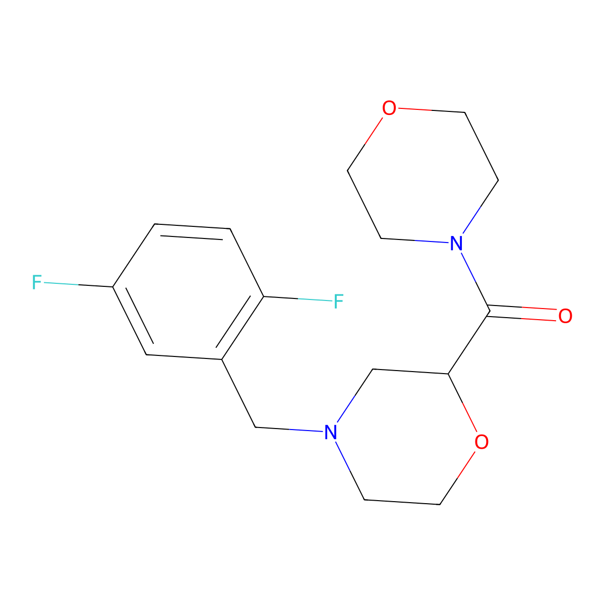 4-[(2,5-Difluorophenyl)methyl]-2-(morpholine-4-carbonyl)morpholine molecular structure, CAS 2640822-90-6