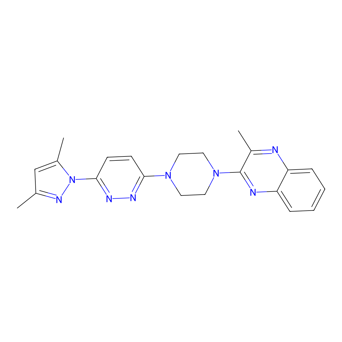 2-{4-[6-(3,5-dimethyl-1H-pyrazol-1-yl)pyridazin-3-yl]piperazin-1-yl}-3-methylquinoxaline molecular structure, CAS 2640822-98-4