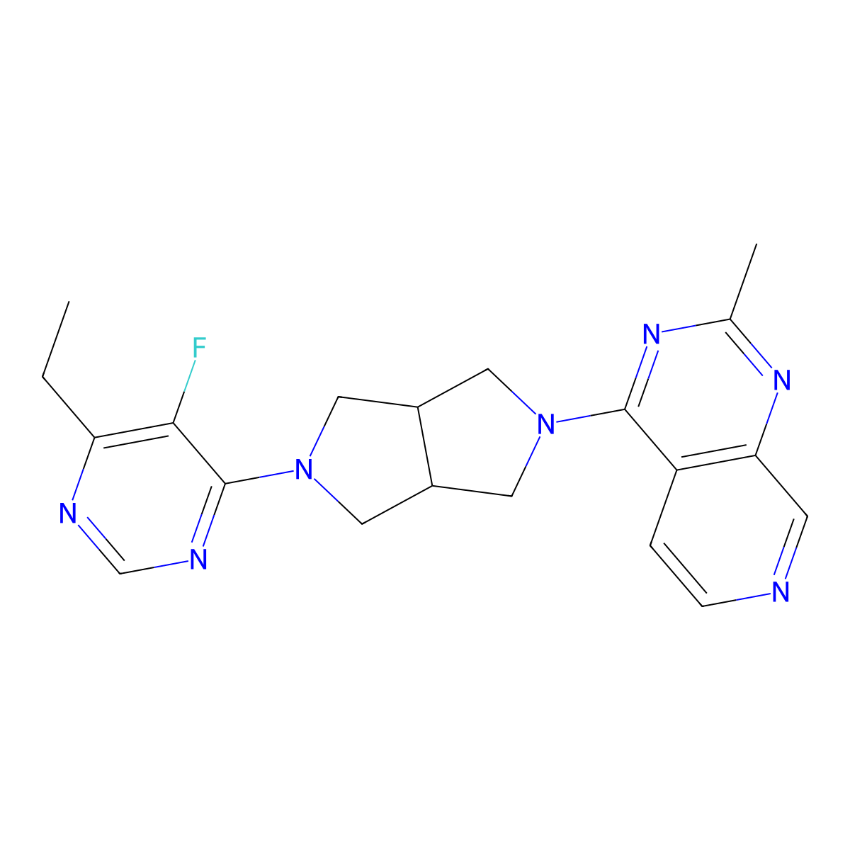 4-Ethyl-5-fluoro-6-(5-{2-methylpyrido[3,4-d]pyrimidin-4-yl}-octahydropyrrolo[3,4-c]pyrrol-2-yl)pyrimidine molecular structure, CAS 2640822-99-5