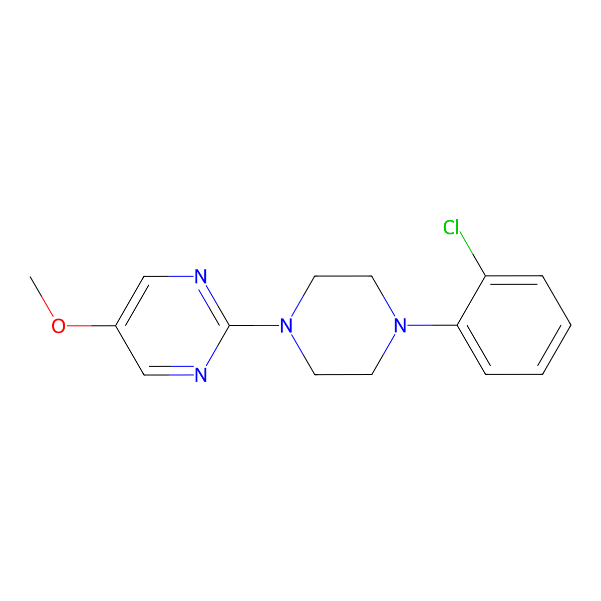 2-[4-(2-Chlorophenyl)piperazin-1-yl]-5-methoxypyrimidine molecular structure, CAS 2640823-01-2