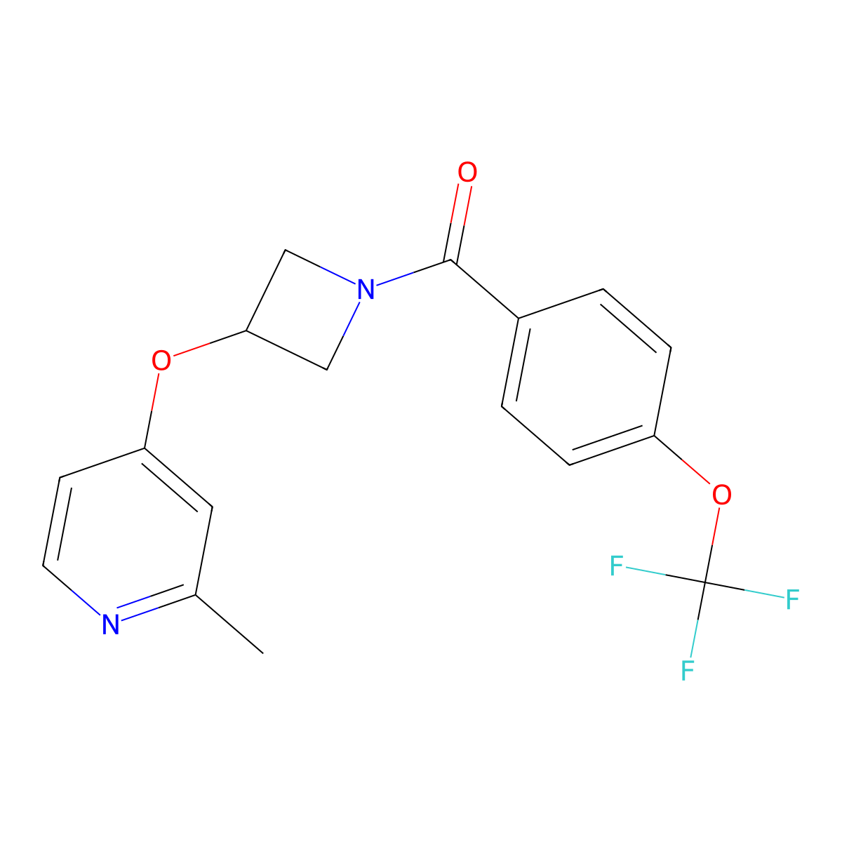 2-Methyl-4-({1-[4-(trifluoromethoxy)benzoyl]azetidin-3-yl}oxy)pyridine molecular structure, CAS 2640828-45-9