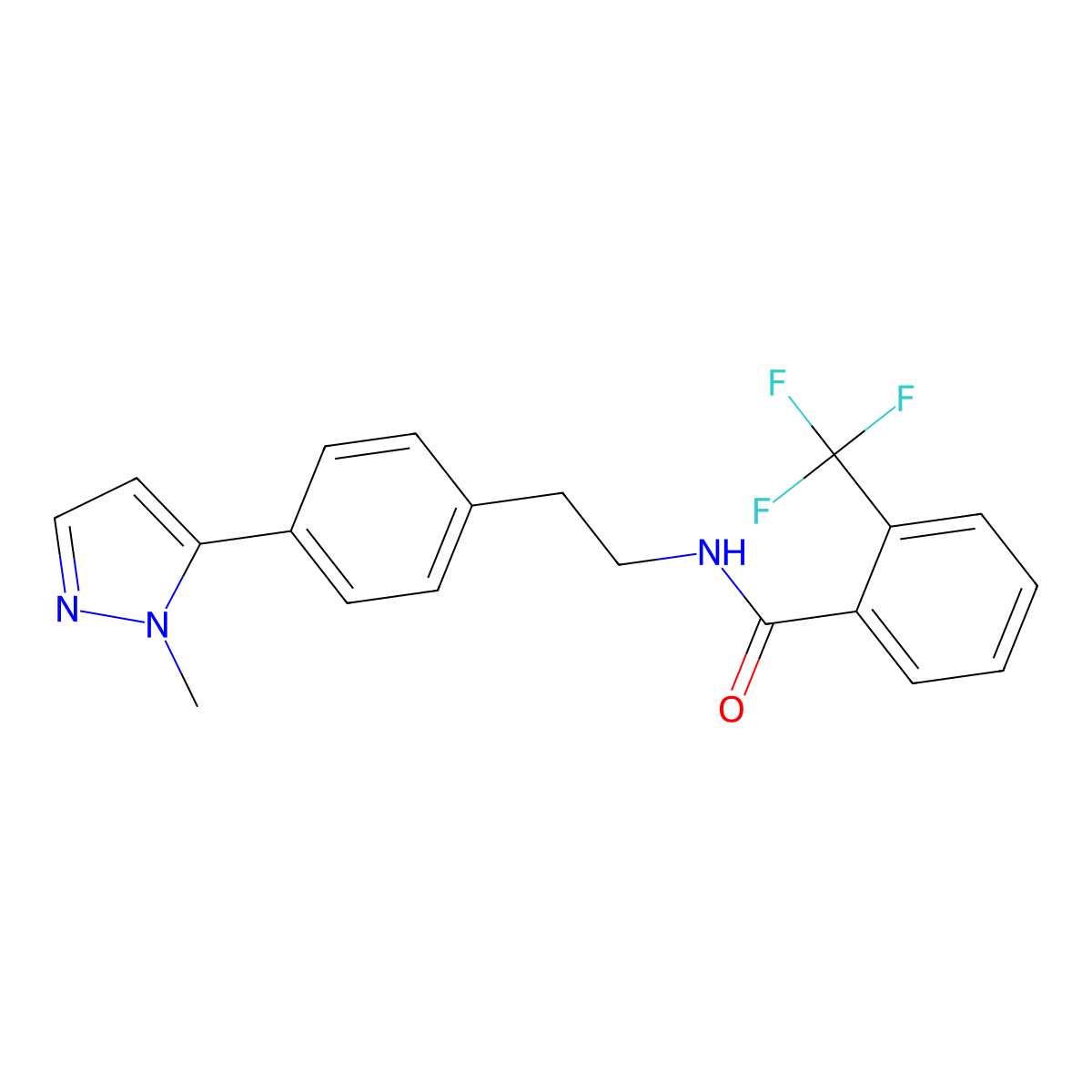 N-{2-[4-(1-methyl-1H-pyrazol-5-yl)phenyl]ethyl}-2-(trifluoromethyl)benzamide molecular structure, CAS 2640828-47-1