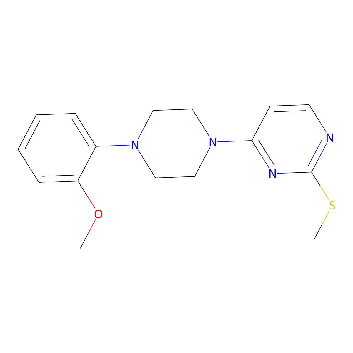 4-[4-(2-Methoxyphenyl)piperazin-1-yl]-2-(methylsulfanyl)pyrimidine molecular structure, CAS 2640828-49-3