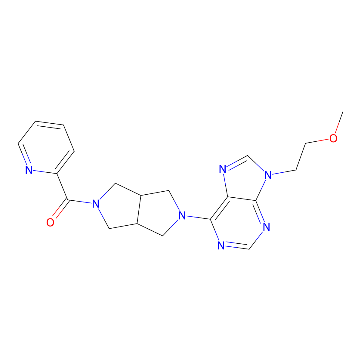 9-(2-methoxyethyl)-6-[5-(pyridine-2-carbonyl)-octahydropyrrolo[3,4-c]pyrrol-2-yl]-9H-purine molecular structure, CAS 2640828-55-1