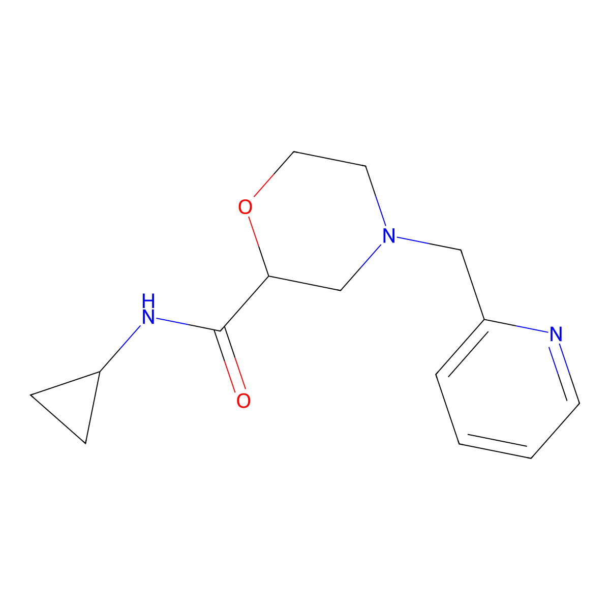 N-cyclopropyl-4-[(pyridin-2-yl)methyl]morpholine-2-carboxamide molecular structure, CAS 2640828-57-3