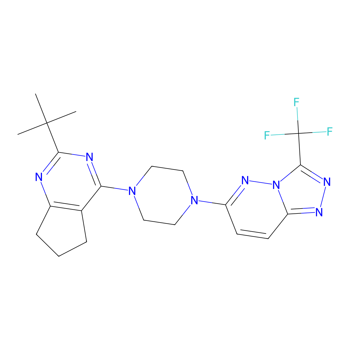 1-{2-tert-butyl-5H,6H,7H-cyclopenta[d]pyrimidin-4-yl}-4-[3-(trifluoromethyl)-[1,2,4]triazolo[4,3-b]pyridazin-6-yl]piperazine molecular structure, CAS 2640828-60-8
