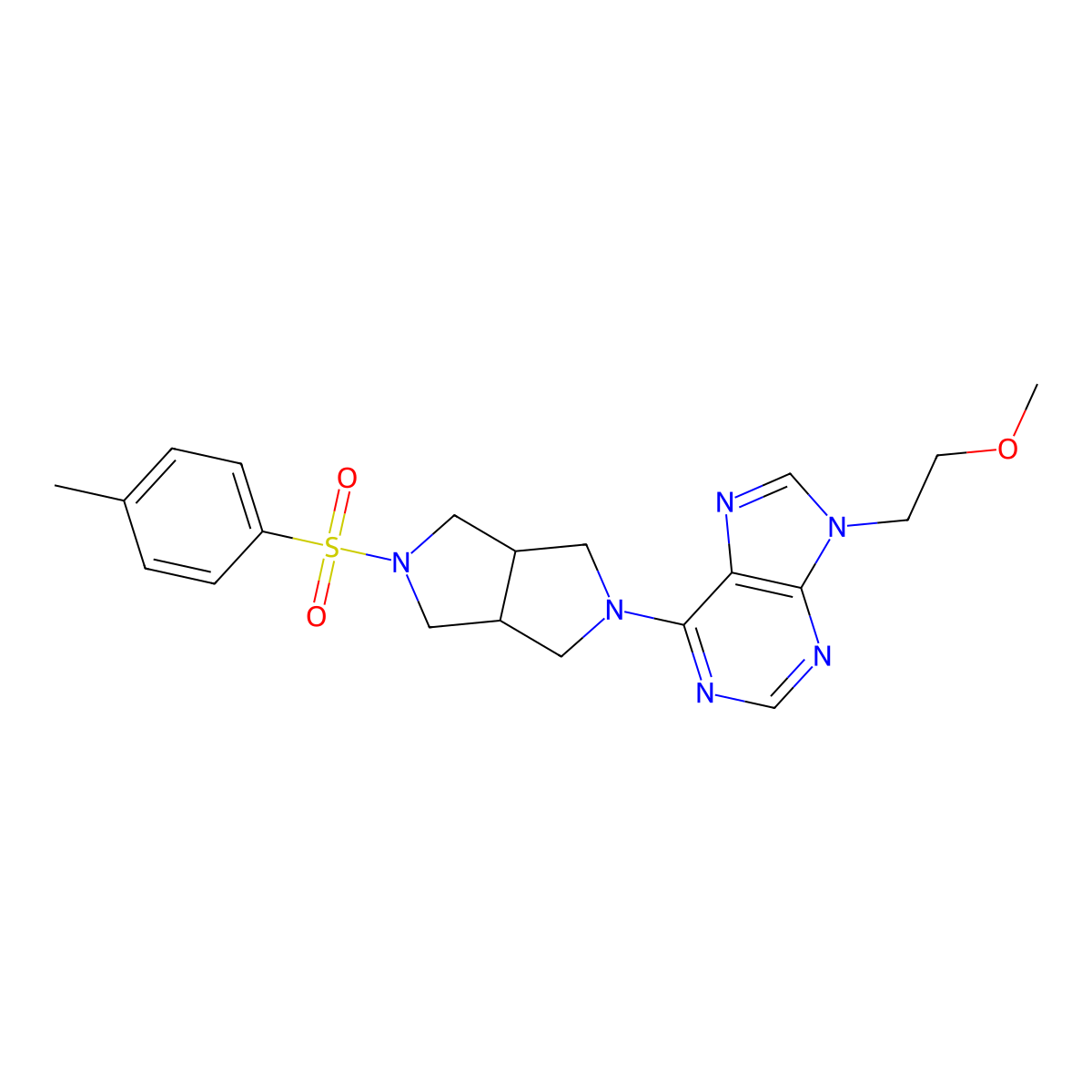 9-(2-methoxyethyl)-6-[5-(4-methylbenzenesulfonyl)-octahydropyrrolo[3,4-c]pyrrol-2-yl]-9H-purine molecular structure, CAS 2640828-66-4