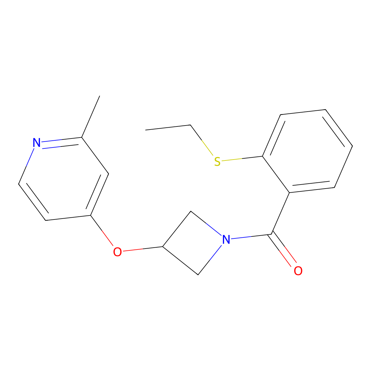 4-({1-[2-(Ethylsulfanyl)benzoyl]azetidin-3-yl}oxy)-2-methylpyridine molecular structure, CAS 2640828-67-5