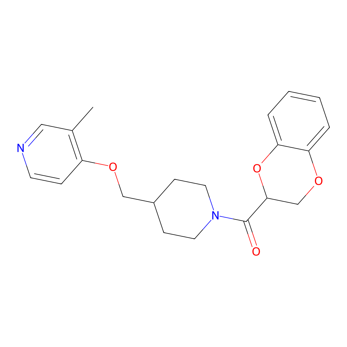 4-{[1-(2,3-Dihydro-1,4-benzodioxine-2-carbonyl)piperidin-4-yl]methoxy}-3-methylpyridine molecular structure, CAS 2640828-69-7