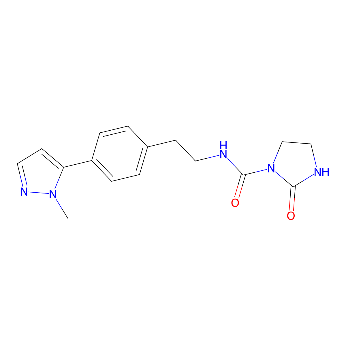 N-{2-[4-(1-methyl-1H-pyrazol-5-yl)phenyl]ethyl}-2-oxoimidazolidine-1-carboxamide molecular structure, CAS 2640828-70-0