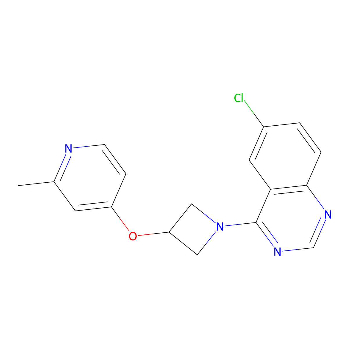 6-Chloro-4-{3-[(2-methylpyridin-4-yl)oxy]azetidin-1-yl}quinazoline molecular structure, CAS 2640828-72-2