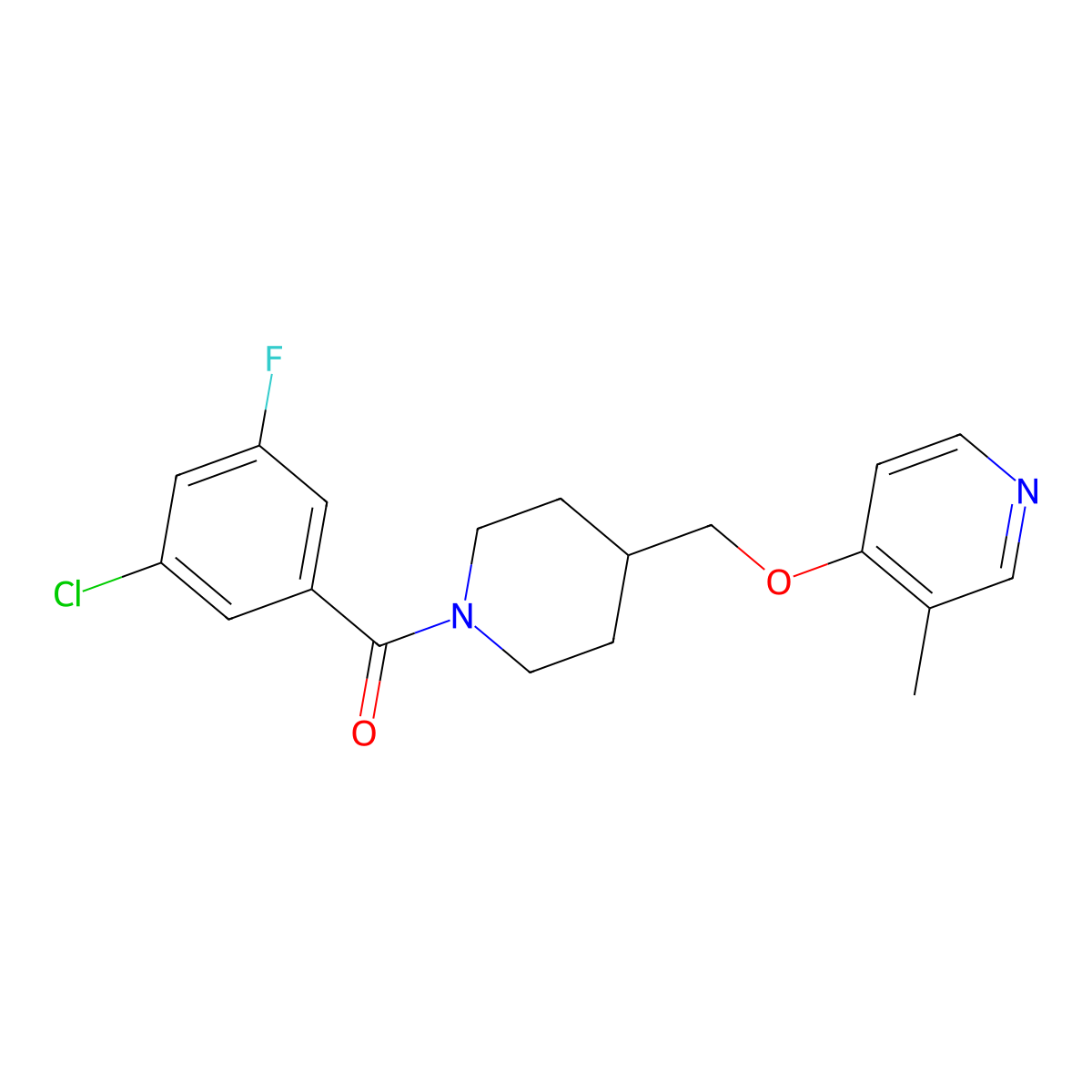 4-{[1-(3-Chloro-5-fluorobenzoyl)piperidin-4-yl]methoxy}-3-methylpyridine molecular structure, CAS 2640828-88-0