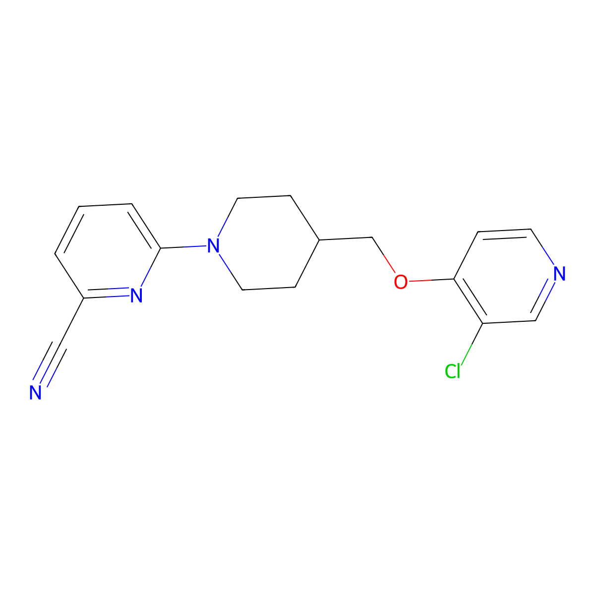 6-(4-{[(3-Chloropyridin-4-yl)oxy]methyl}piperidin-1-yl)pyridine-2-carbonitrile molecular structure, CAS 2640828-89-1