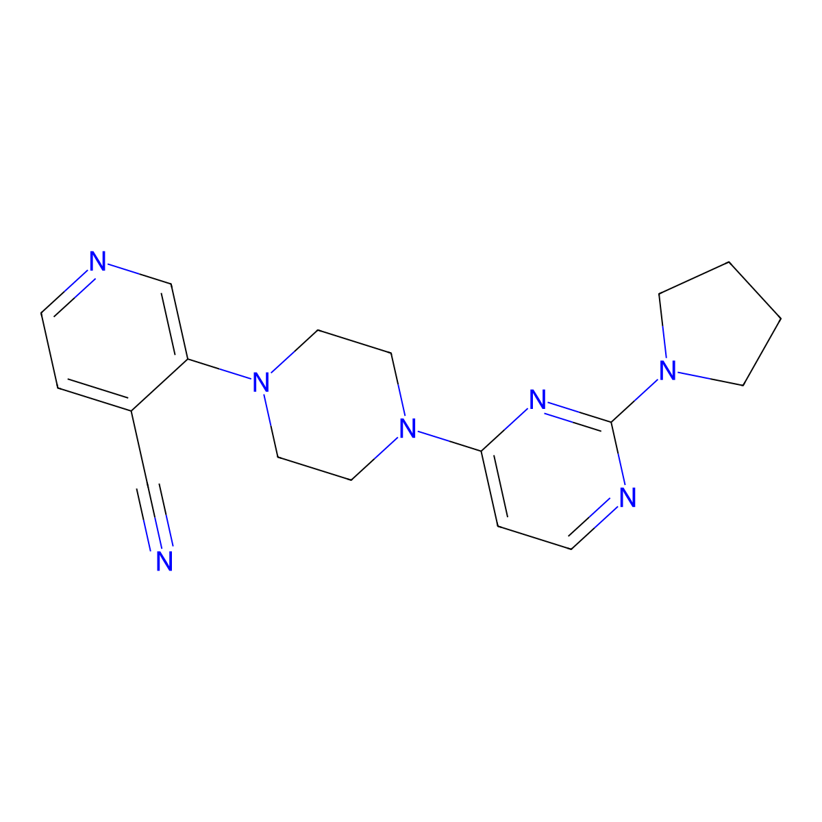 3-{4-[2-(Pyrrolidin-1-yl)pyrimidin-4-yl]piperazin-1-yl}pyridine-4-carbonitrile molecular structure, CAS 2640828-96-0