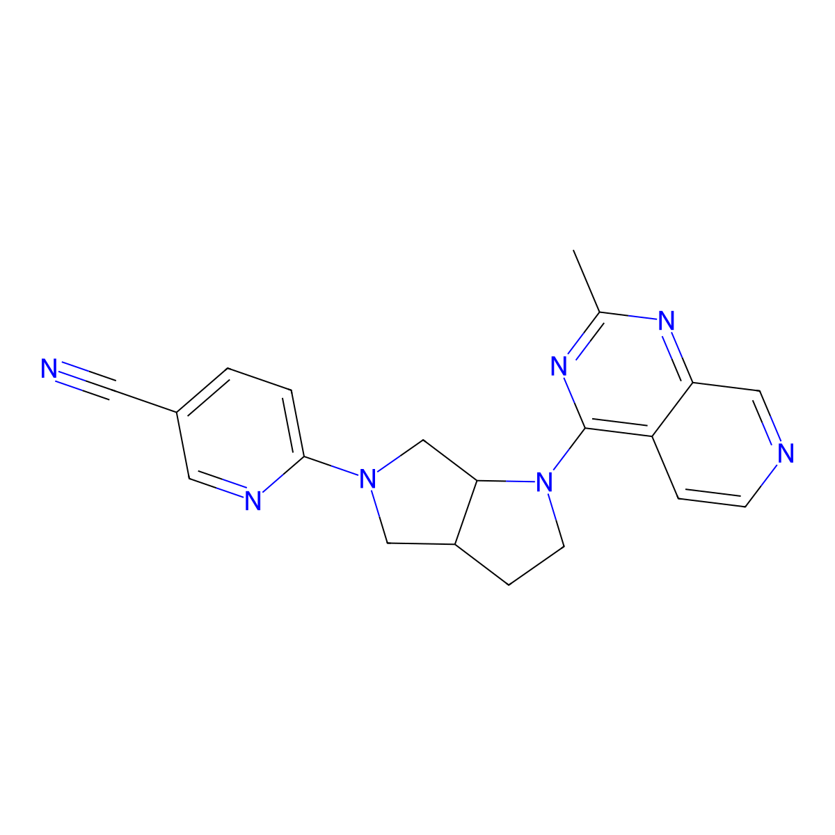 6-(1-{2-Methylpyrido[3,4-d]pyrimidin-4-yl}-octahydropyrrolo[2,3-c]pyrrol-5-yl)pyridine-3-carbonitrile molecular structure, CAS 2640829-06-5