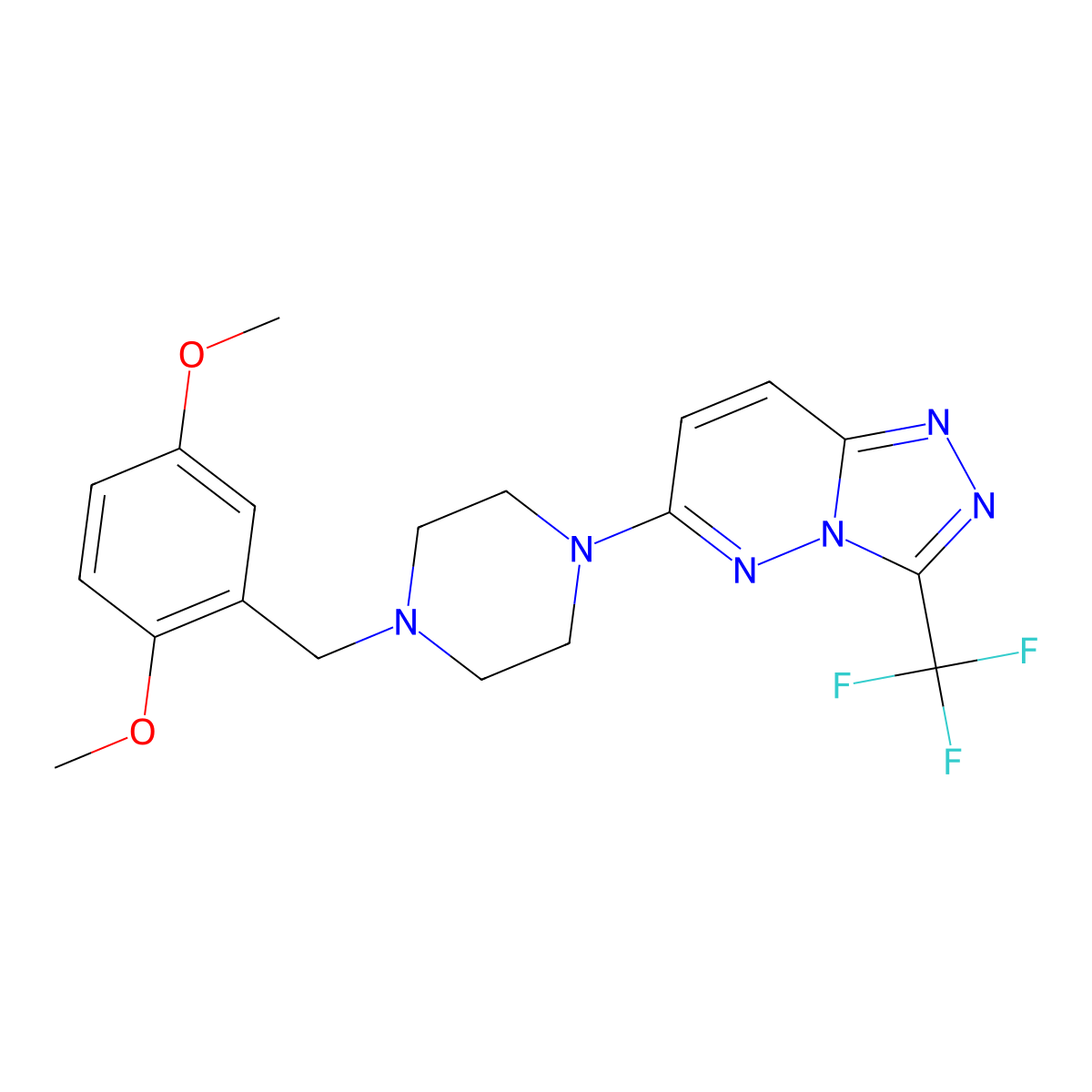 1-[(2,5-Dimethoxyphenyl)methyl]-4-[3-(trifluoromethyl)-[1,2,4]triazolo[4,3-b]pyridazin-6-yl]piperazine molecular structure, CAS 2640829-13-4
