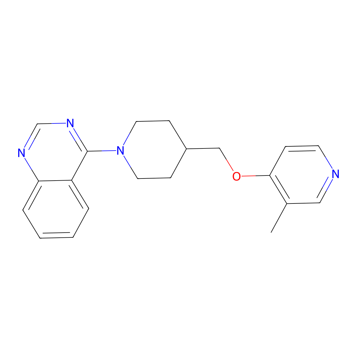 4-(4-{[(3-Methylpyridin-4-yl)oxy]methyl}piperidin-1-yl)quinazoline molecular structure, CAS 2640829-16-7