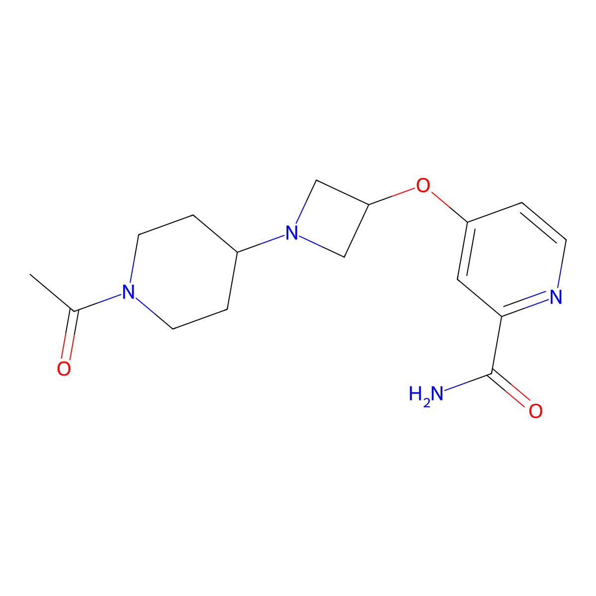 4-{[1-(1-Acetylpiperidin-4-yl)azetidin-3-yl]oxy}pyridine-2-carboxamide molecular structure, CAS 2640829-24-7