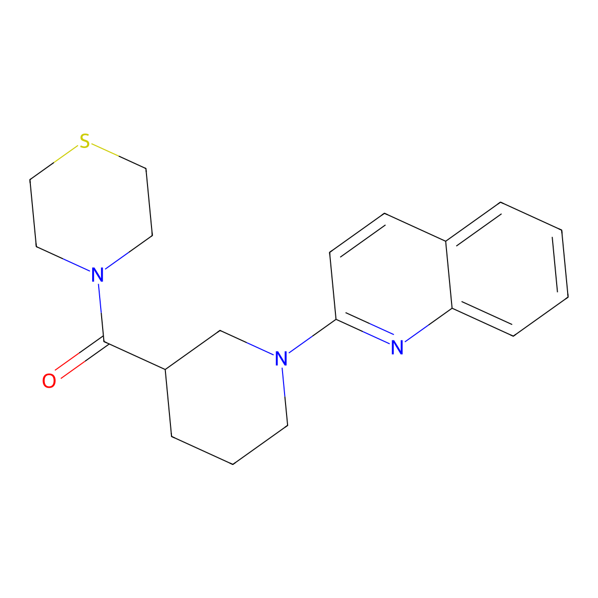2-[3-(Thiomorpholine-4-carbonyl)piperidin-1-yl]quinoline molecular structure, CAS 2640829-25-8