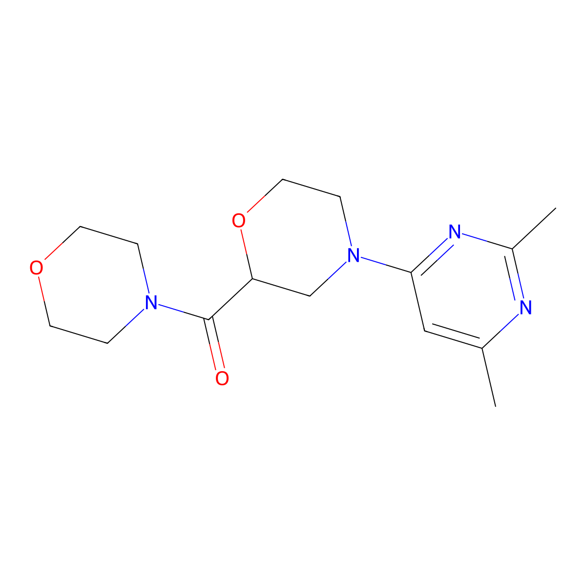 4-(2,6-Dimethylpyrimidin-4-yl)-2-(morpholine-4-carbonyl)morpholine molecular structure, CAS 2640829-26-9