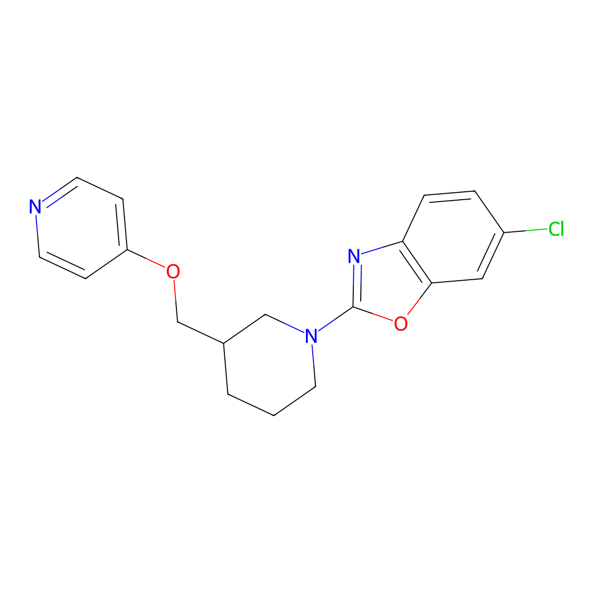 6-Chloro-2-{3-[(pyridin-4-yloxy)methyl]piperidin-1-yl}-1,3-benzoxazole molecular structure, CAS 2640829-31-6