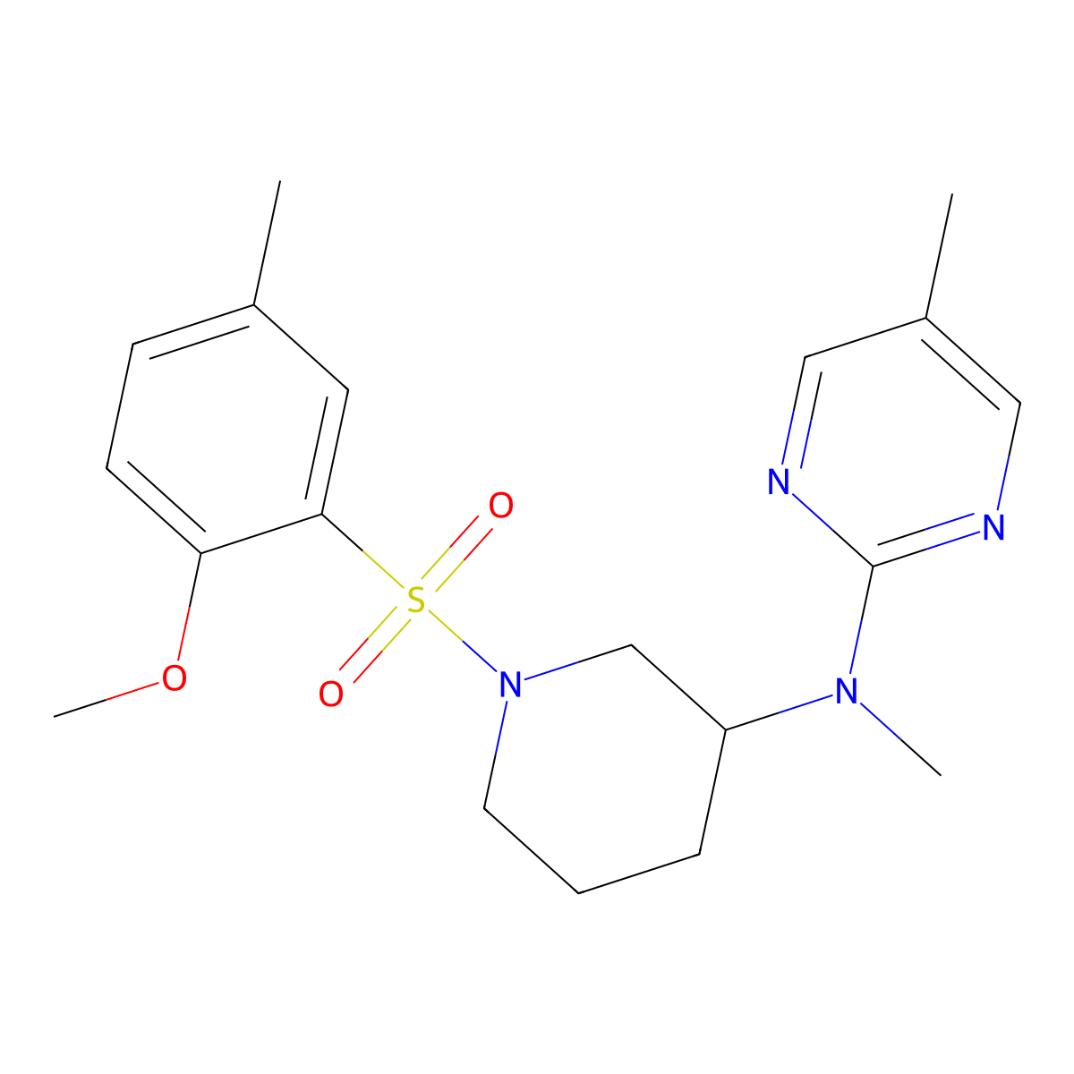 N-[1-(2-methoxy-5-methylbenzenesulfonyl)piperidin-3-yl]-N,5-dimethylpyrimidin-2-amine molecular structure, CAS 2640829-37-2