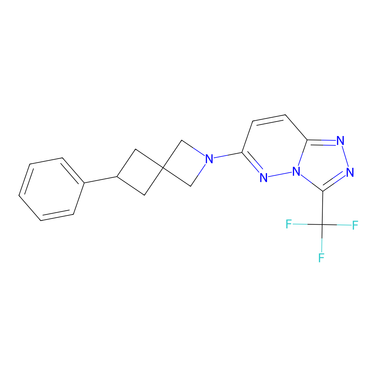 6-Phenyl-2-[3-(trifluoromethyl)-[1,2,4]triazolo[4,3-b]pyridazin-6-yl]-2-azaspiro[3.3]heptane molecular structure, CAS 2640829-42-9