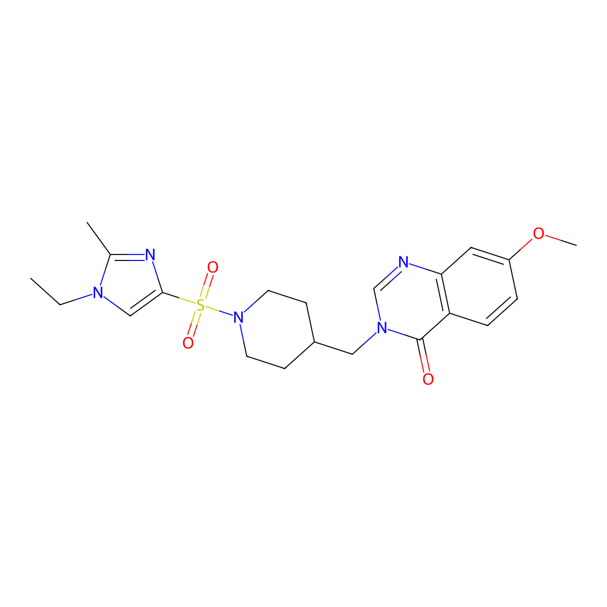 3-({1-[(1-ethyl-2-methyl-1H-imidazol-4-yl)sulfonyl]piperidin-4-yl}methyl)-7-methoxy-3,4-dihydroquinazolin-4-one molecular structure, CAS 2640829-52-1