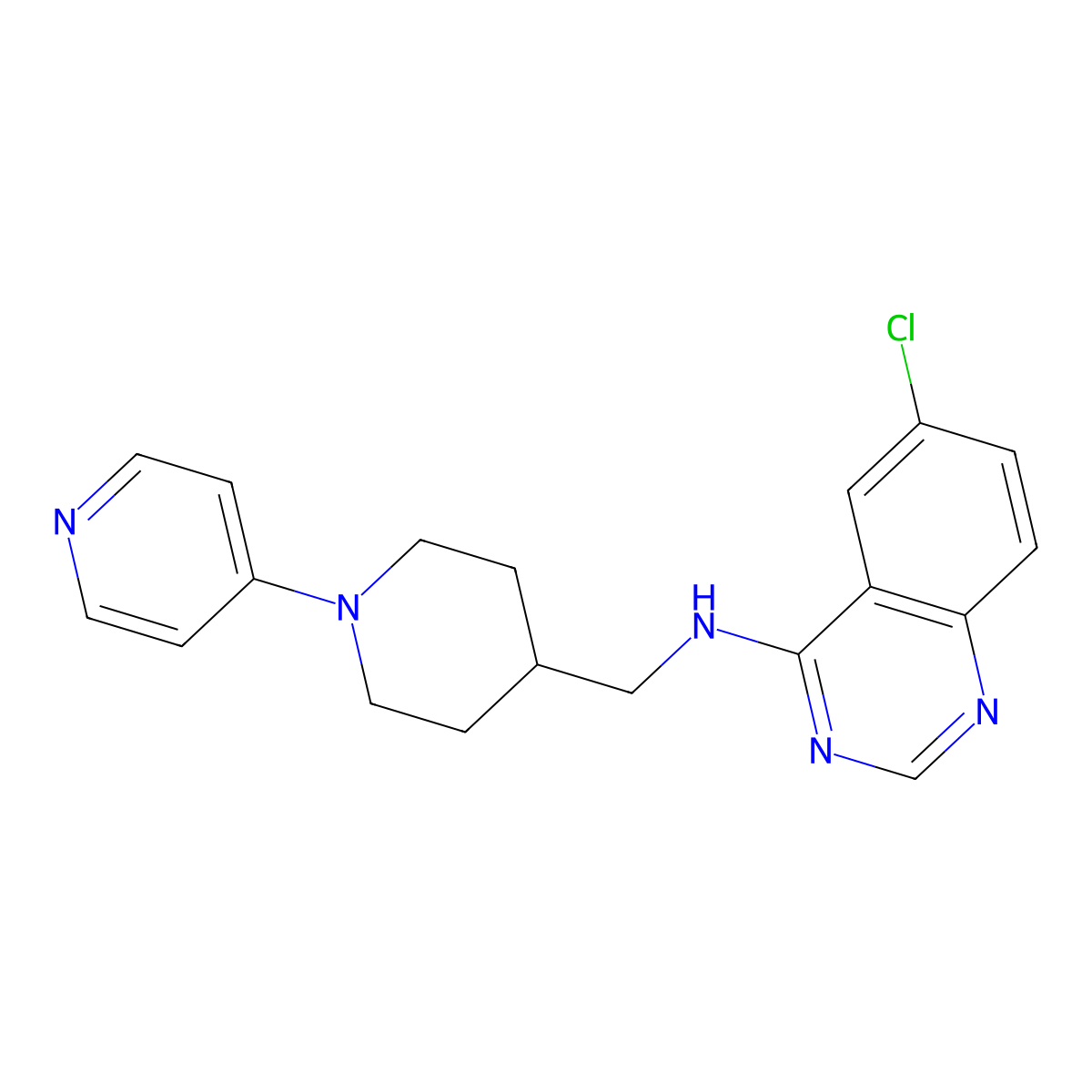 6-chloro-N-{[1-(pyridin-4-yl)piperidin-4-yl]methyl}quinazolin-4-amine molecular structure, CAS 2640829-56-5
