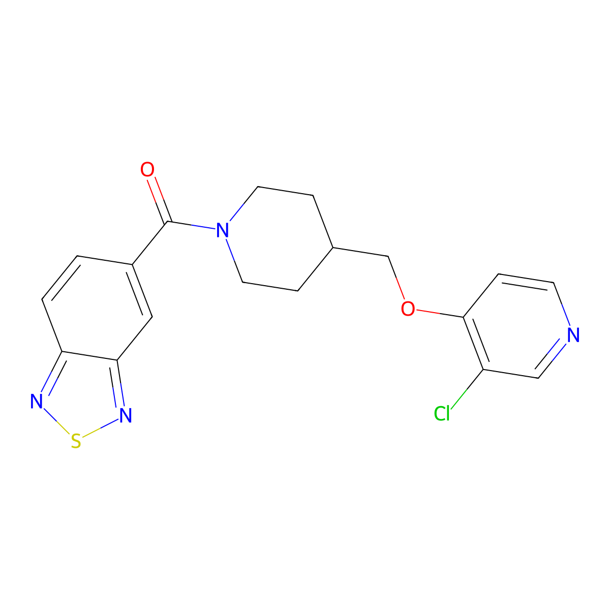 5-(4-{[(3-Chloropyridin-4-yl)oxy]methyl}piperidine-1-carbonyl)-2,1,3-benzothiadiazole molecular structure, CAS 2640829-58-7