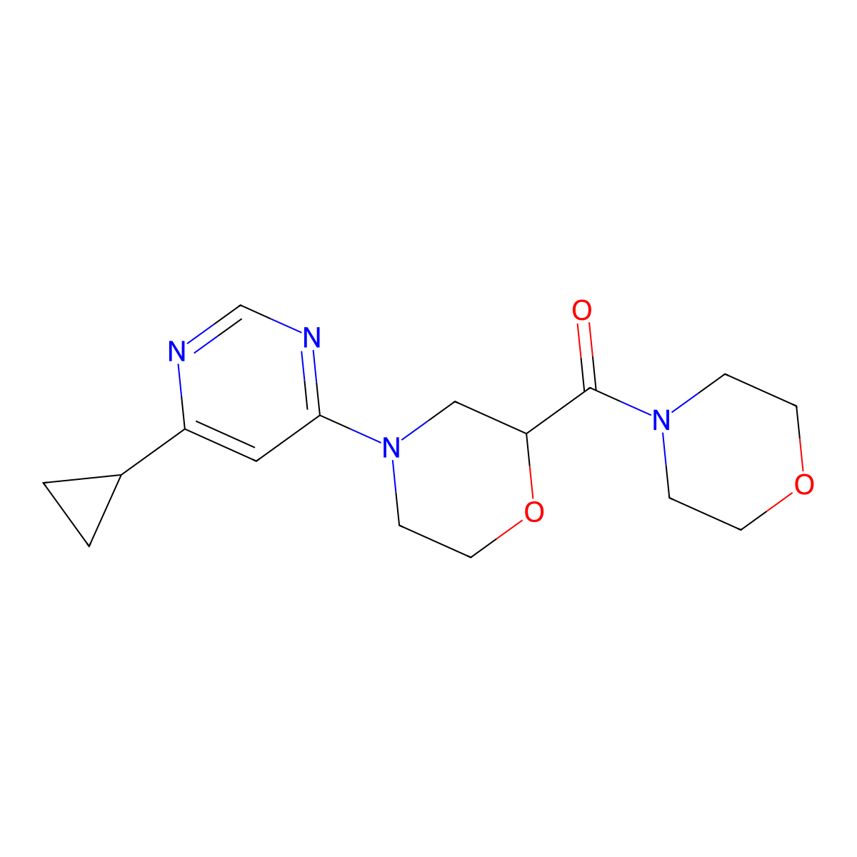 4-(6-Cyclopropylpyrimidin-4-yl)-2-(morpholine-4-carbonyl)morpholine molecular structure, CAS 2640829-59-8