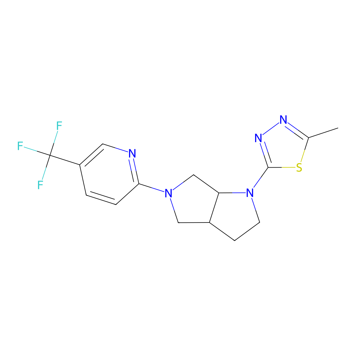2-[1-(5-Methyl-1,3,4-thiadiazol-2-yl)-octahydropyrrolo[2,3-c]pyrrol-5-yl]-5-(trifluoromethyl)pyridine molecular structure, CAS 2640829-70-3
