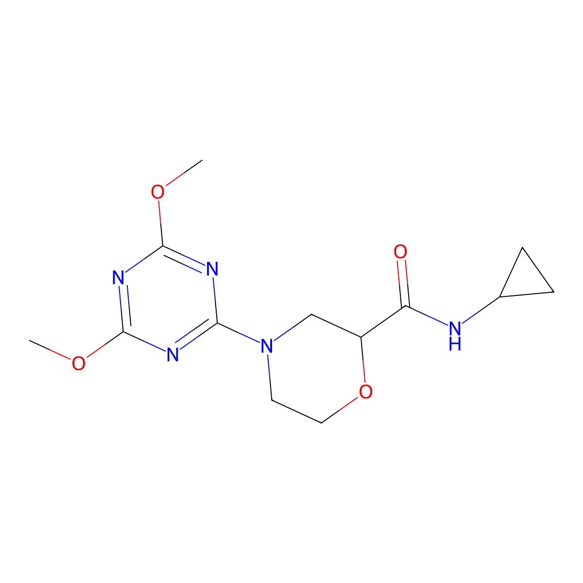 N-cyclopropyl-4-(4,6-dimethoxy-1,3,5-triazin-2-yl)morpholine-2-carboxamide molecular structure, CAS 2640829-73-6