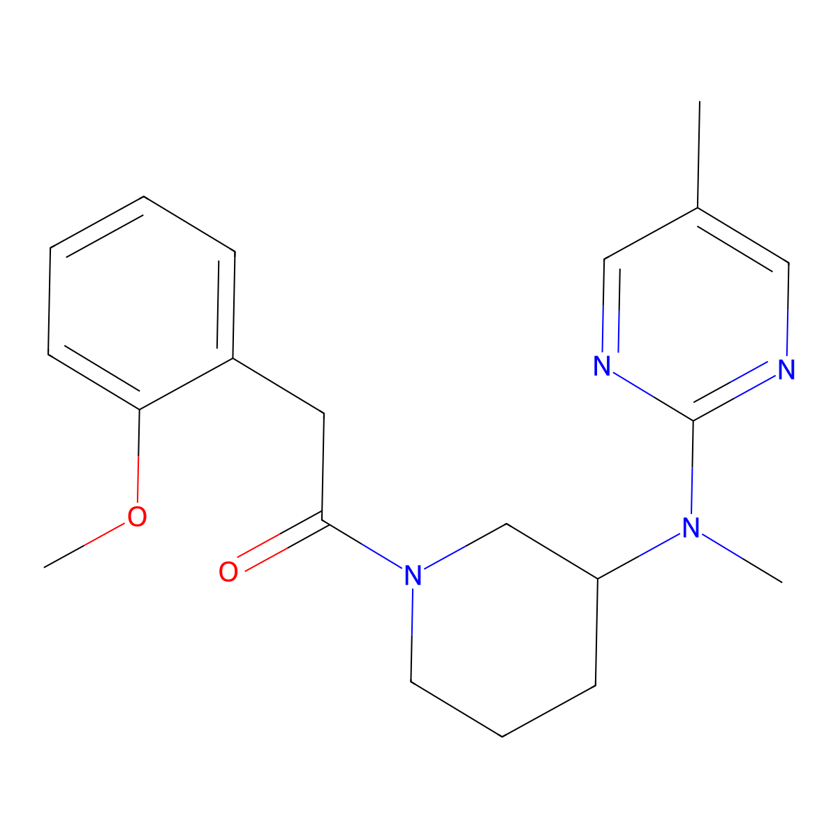 2-(2-Methoxyphenyl)-1-{3-[methyl(5-methylpyrimidin-2-yl)amino]piperidin-1-yl}ethan-1-one molecular structure, CAS 2640829-80-5