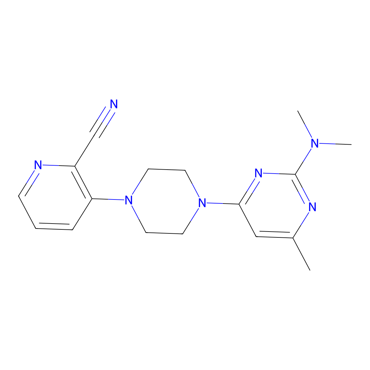 3-{4-[2-(Dimethylamino)-6-methylpyrimidin-4-yl]piperazin-1-yl}pyridine-2-carbonitrile molecular structure, CAS 2640829-84-9