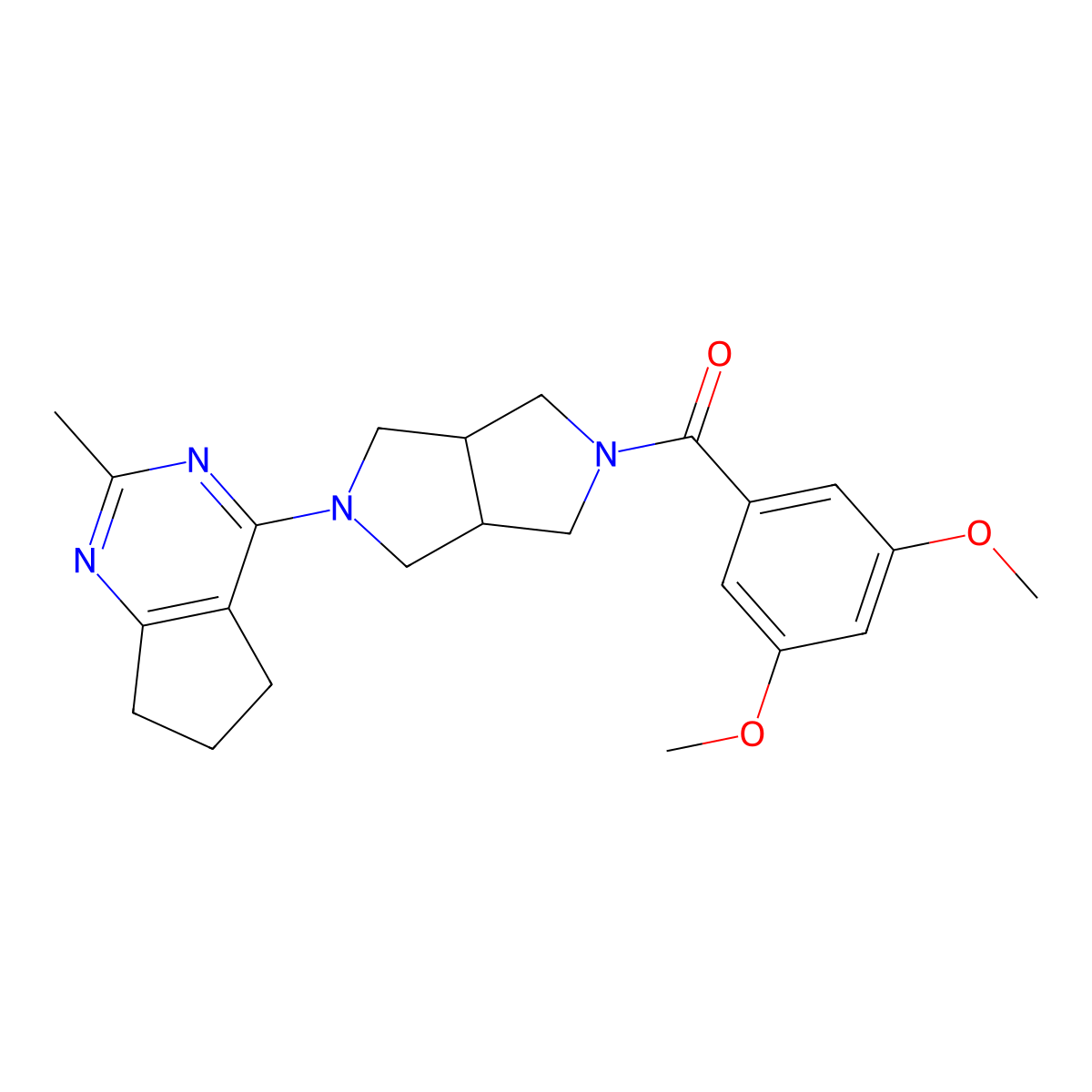 2-(3,5-dimethoxybenzoyl)-5-{2-methyl-5H,6H,7H-cyclopenta[d]pyrimidin-4-yl}-octahydropyrrolo[3,4-c]pyrrole molecular structure, CAS 2640829-91-8