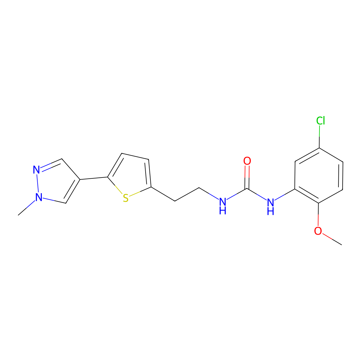 1-(5-chloro-2-methoxyphenyl)-3-{2-[5-(1-methyl-1H-pyrazol-4-yl)thiophen-2-yl]ethyl}urea molecular structure, CAS 2640829-96-3
