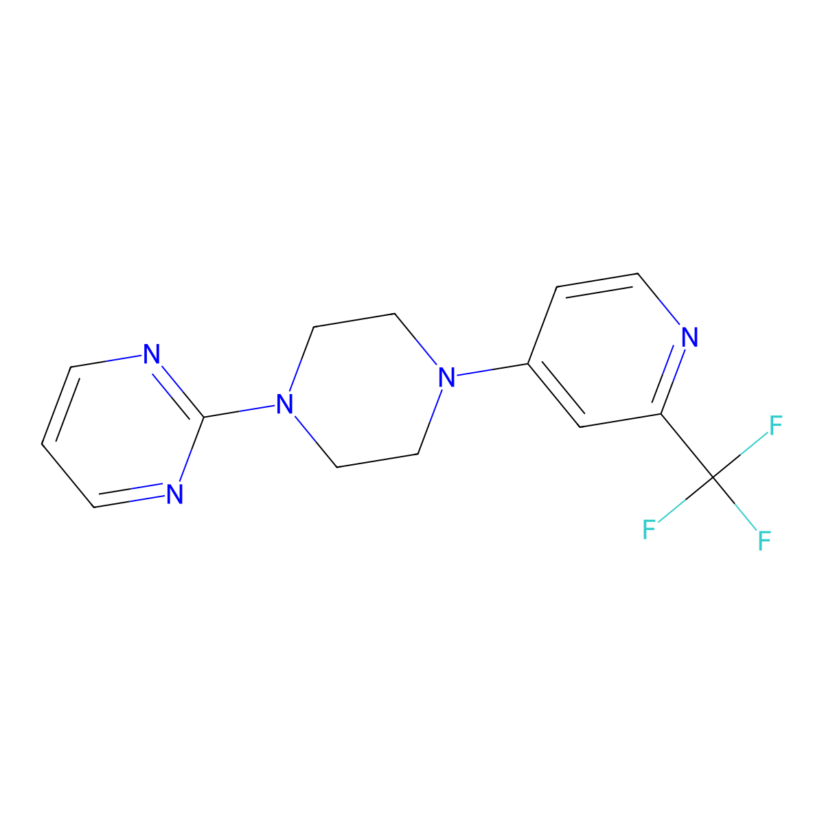 2-{4-[2-(Trifluoromethyl)pyridin-4-yl]piperazin-1-yl}pyrimidine molecular structure, CAS 2640830-01-7