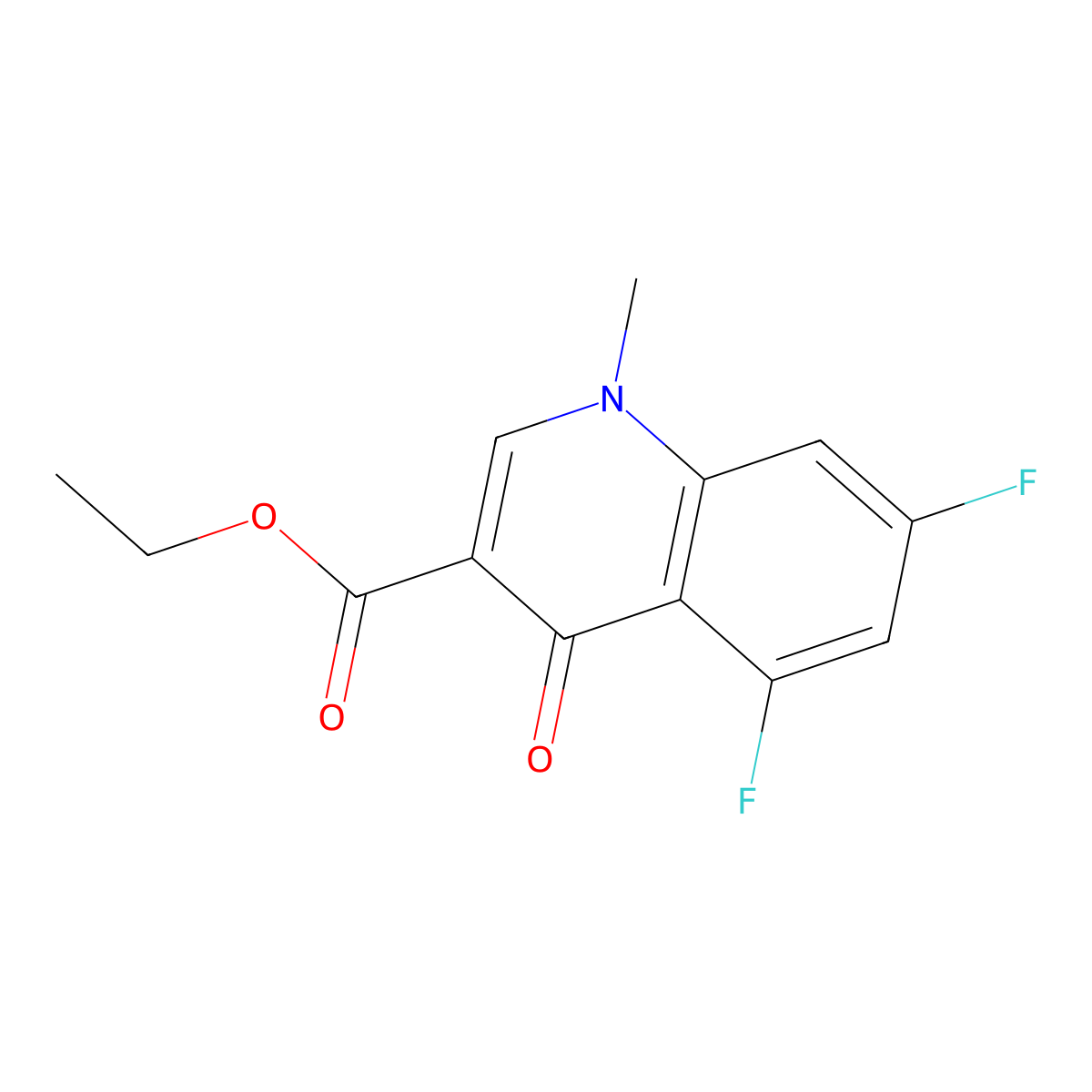 Ethyl 5,7-difluoro-1-methyl-4-oxo-1,4-dihydroquinoline-3-carboxylate molecular structure, CAS 2640830-03-9