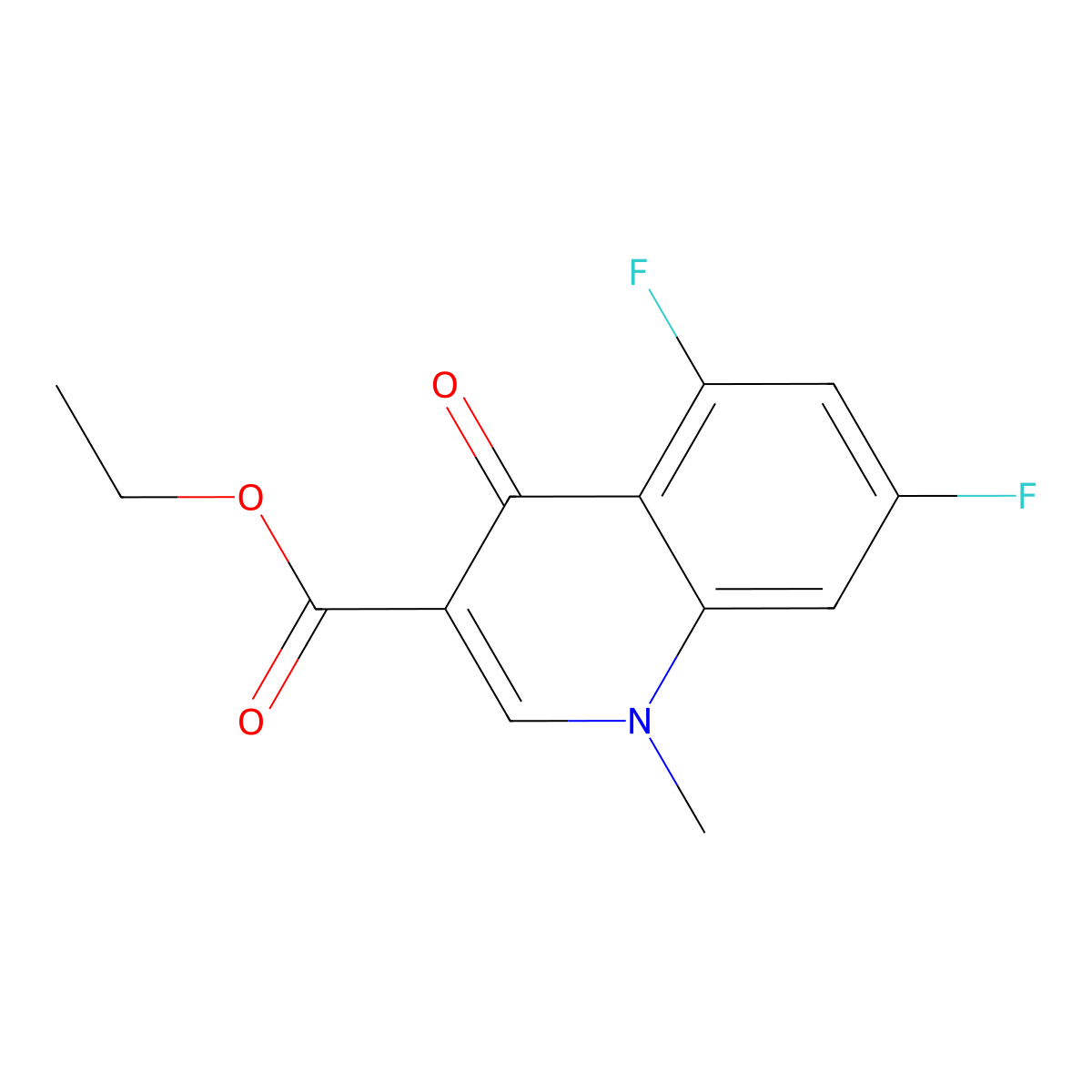 Ethyl 5,7-difluoro-1-methyl-4-oxo-1,4-dihydroquinoline-3-carboxylate molecular structure, CAS 2640830-03-9