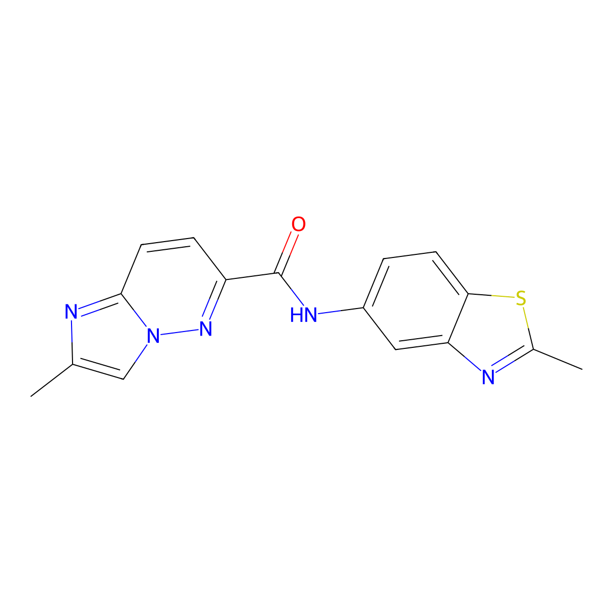 2-methyl-N-(2-methyl-1,3-benzothiazol-5-yl)imidazo[1,2-b]pyridazine-6-carboxamide molecular structure, CAS 2640830-05-1