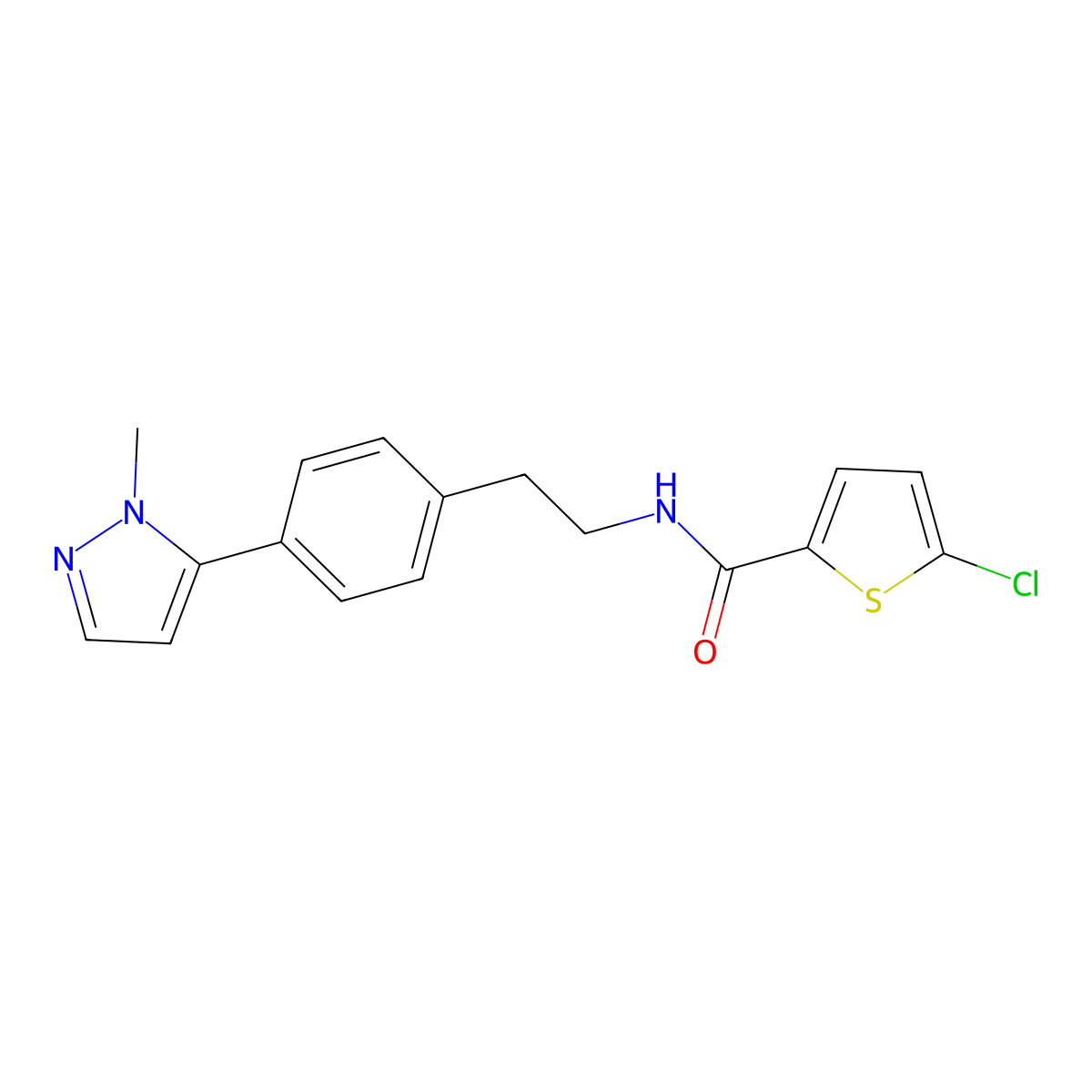 5-chloro-N-{2-[4-(1-methyl-1H-pyrazol-5-yl)phenyl]ethyl}thiophene-2-carboxamide molecular structure, CAS 2640830-15-3